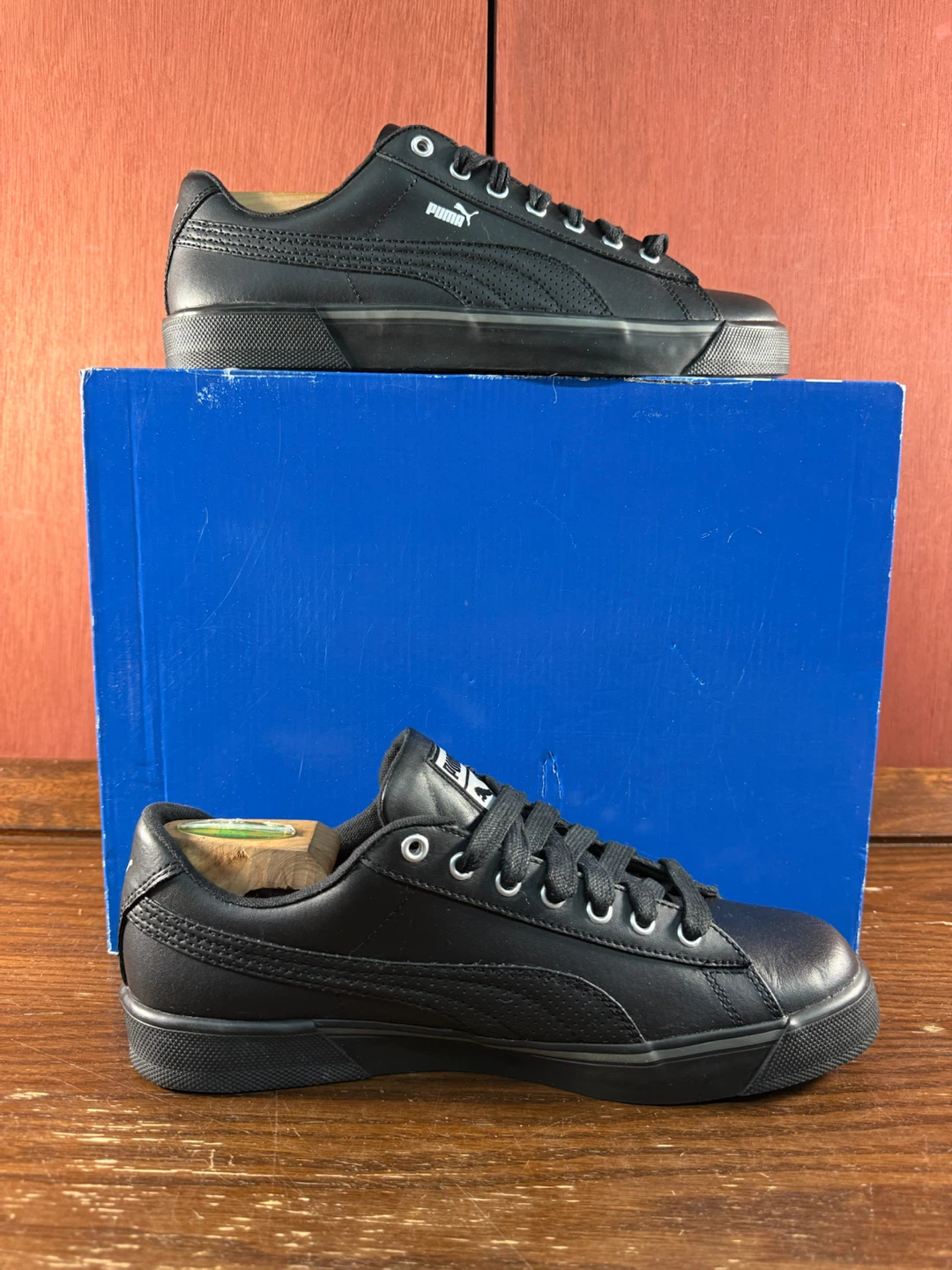 Puma Benny Triple Black Men’s Athletic Leather Shoes Size US 8,5 - photo 2