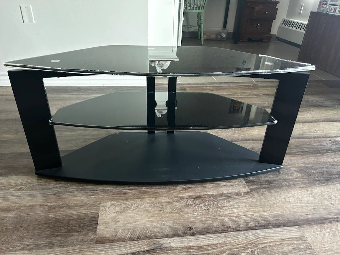 Black Glass TV Stand with 3 Shelves