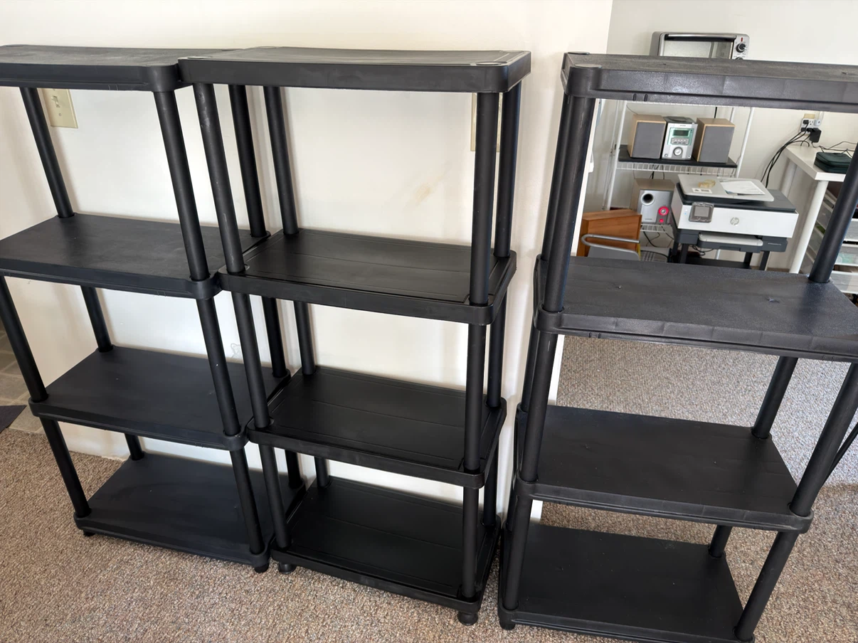3 units Black Plastic 4-Tier Shelving Unit - photo 3