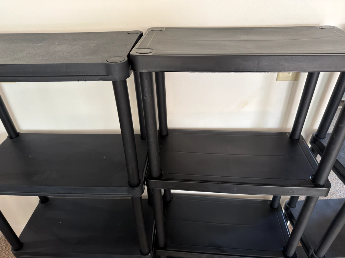 3 units Black Plastic 4-Tier Shelving Unit - photo 4