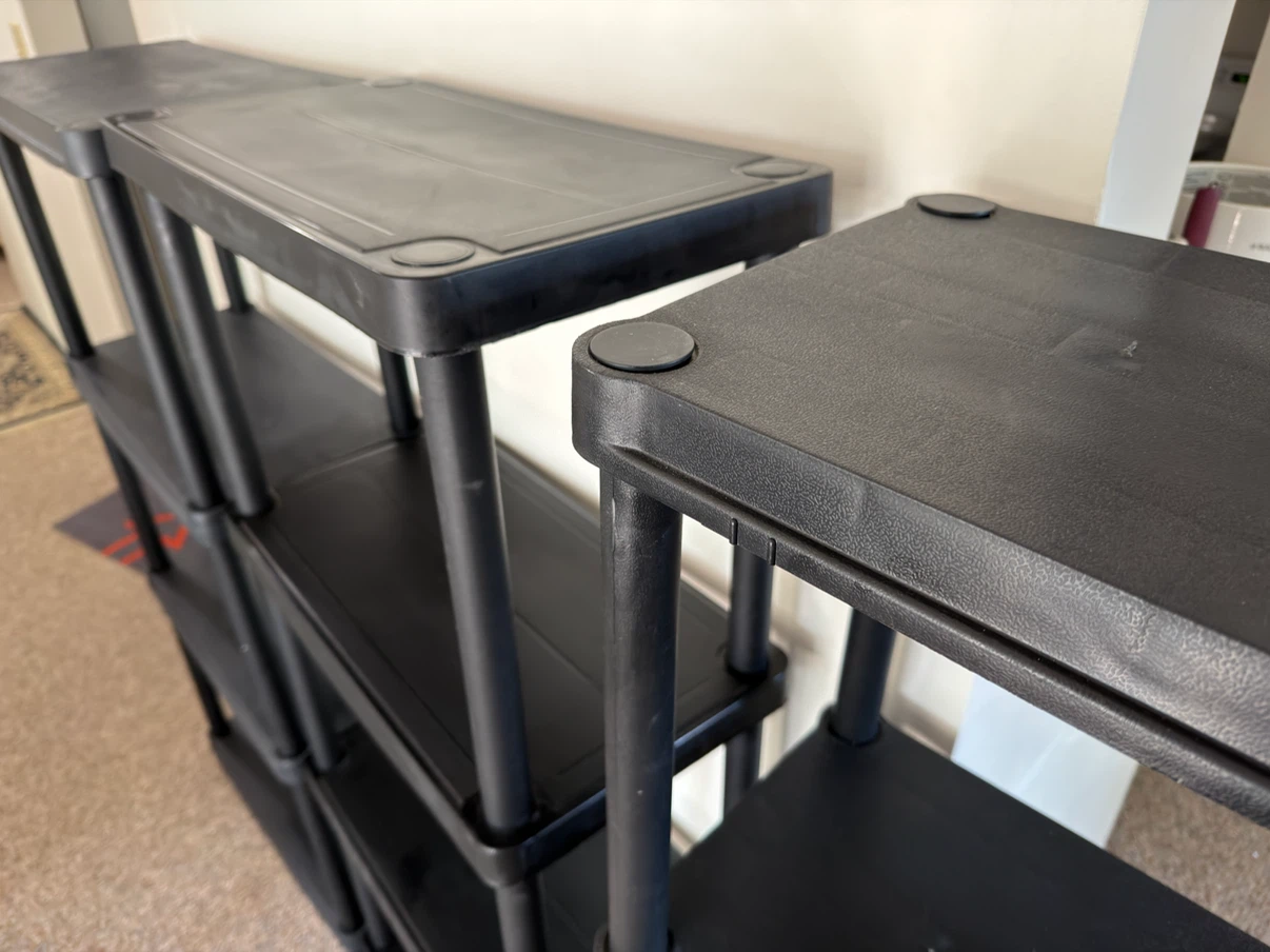 3 units Black Plastic 4-Tier Shelving Unit - photo 5