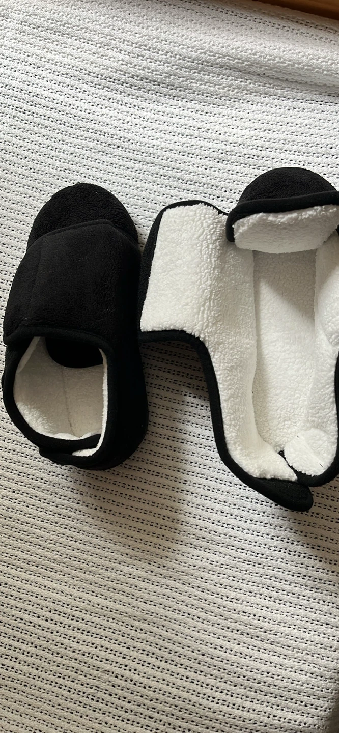Black Fleece Lined Slippers for elderly
