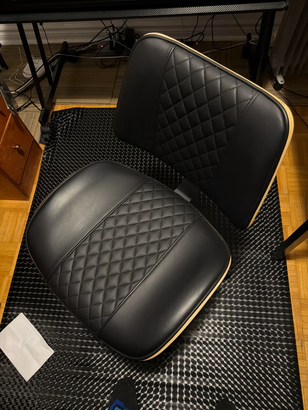 Black Faux Leather Chair Seat and Back