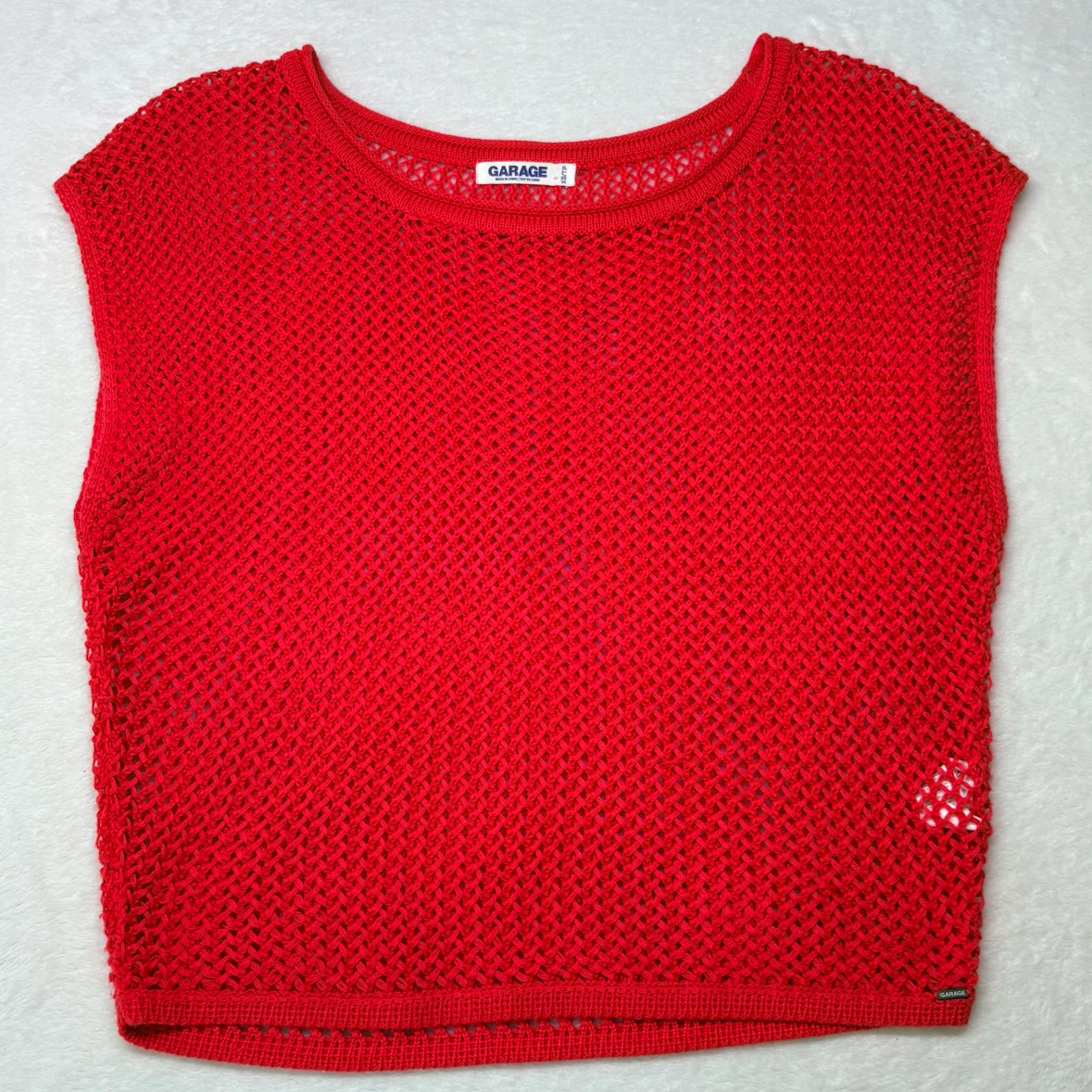 Garage Red Loose Knit Boxy Sleeveless Sweater Top Size XS EUC - photo 3