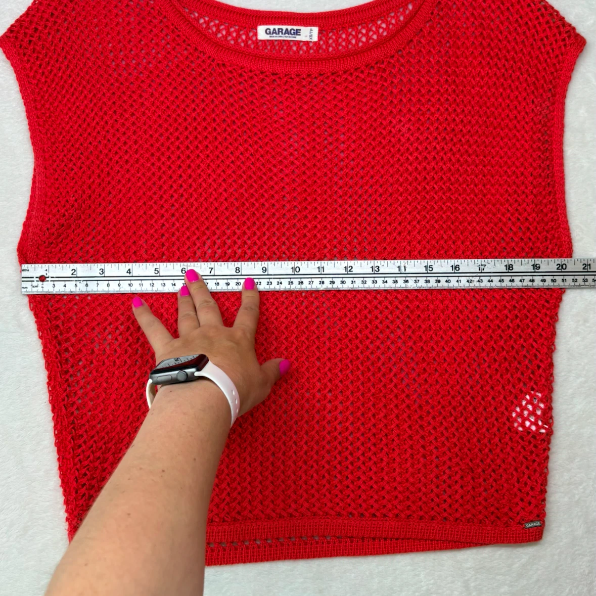 Garage Red Loose Knit Boxy Sleeveless Sweater Top Size XS EUC - photo 5