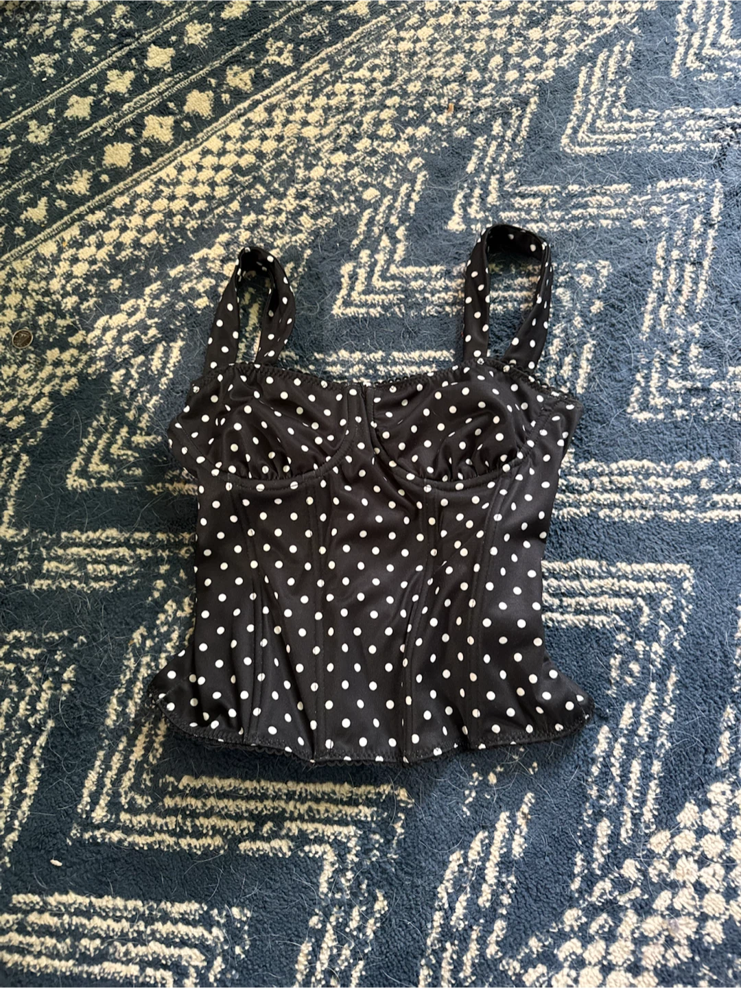 Black Polka Dot Corset Top