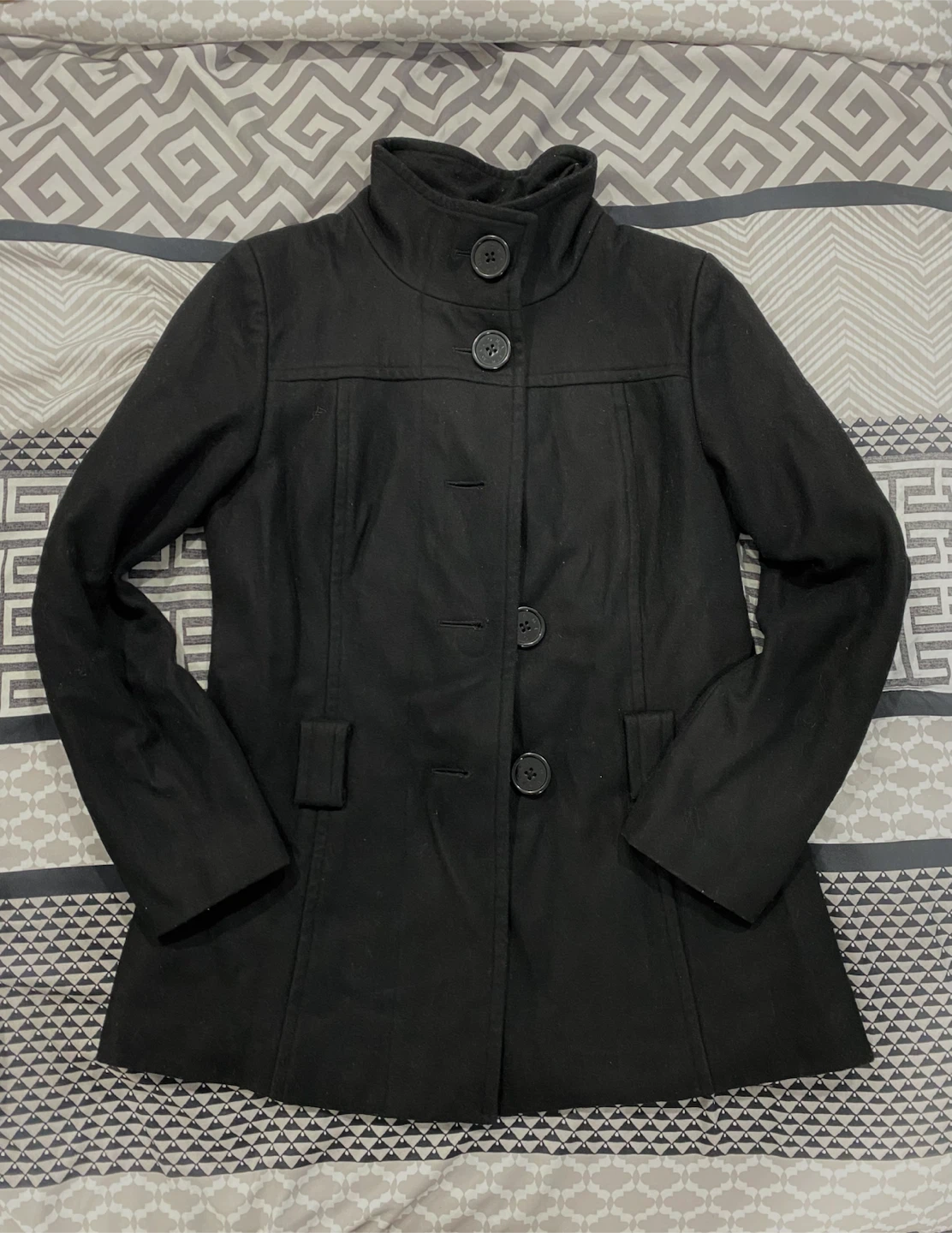 Majora Black Wool Blend Coat - Medium