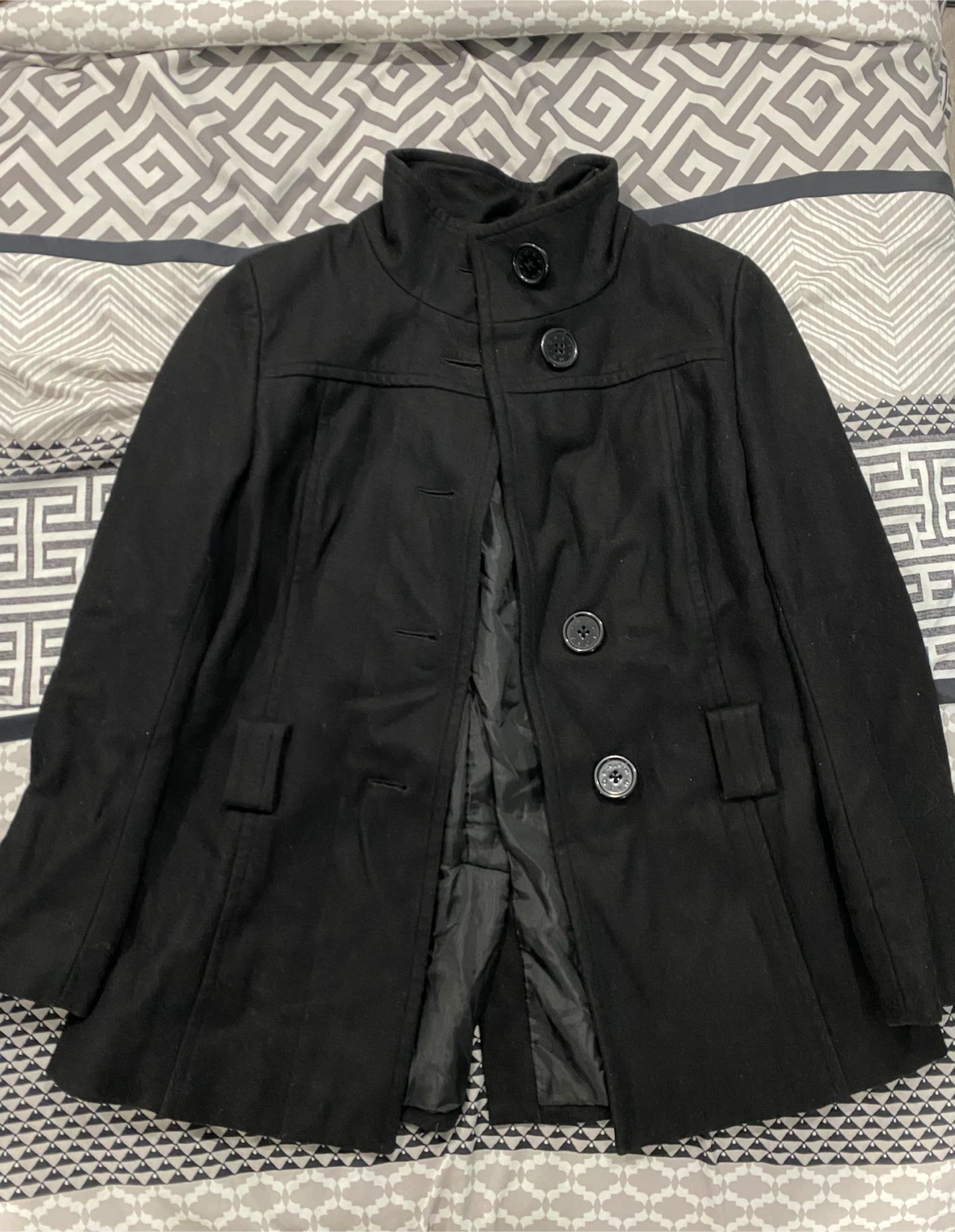 Majora Black Wool Blend Coat - Medium - photo 3