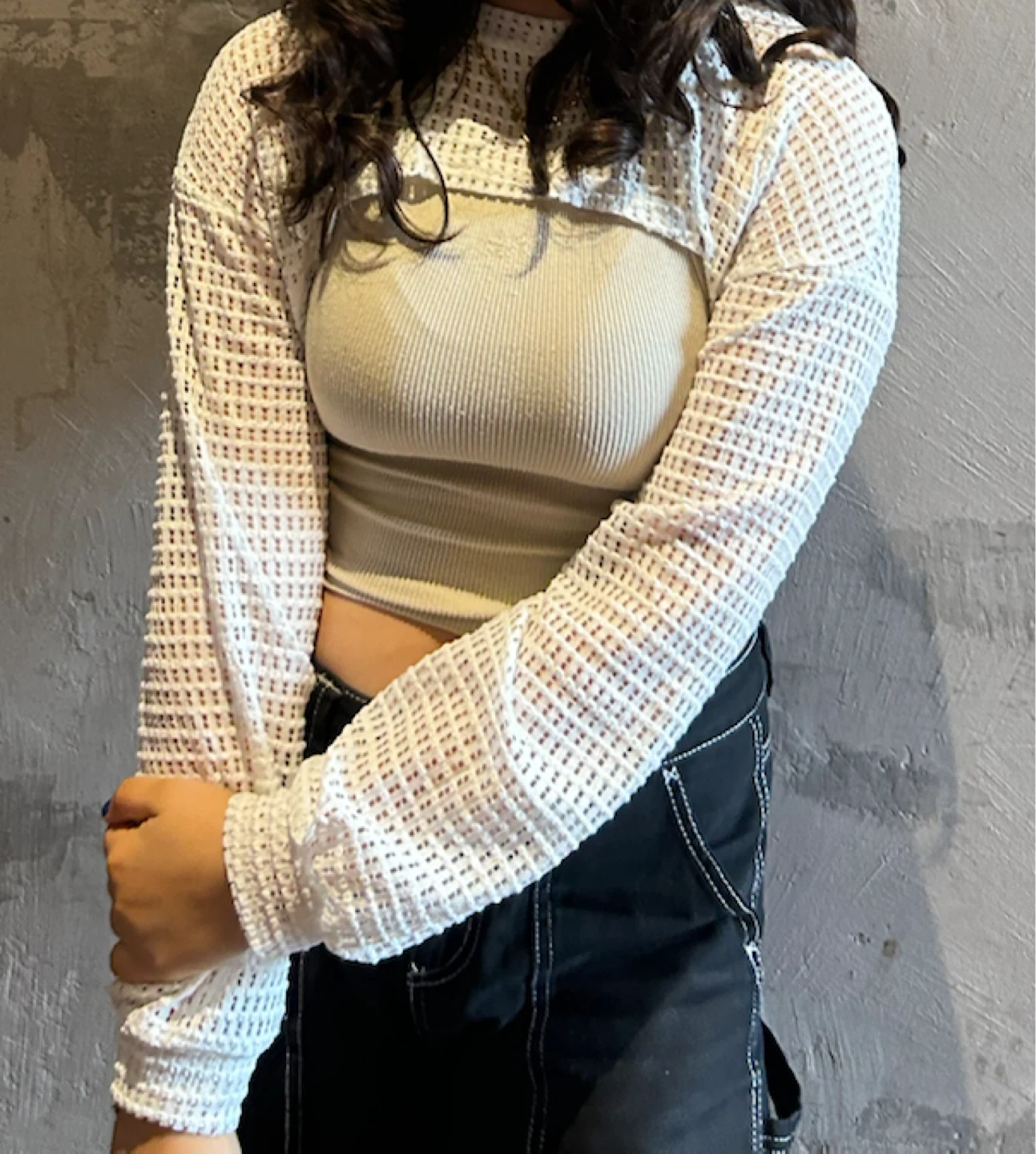 White Mesh Shrug