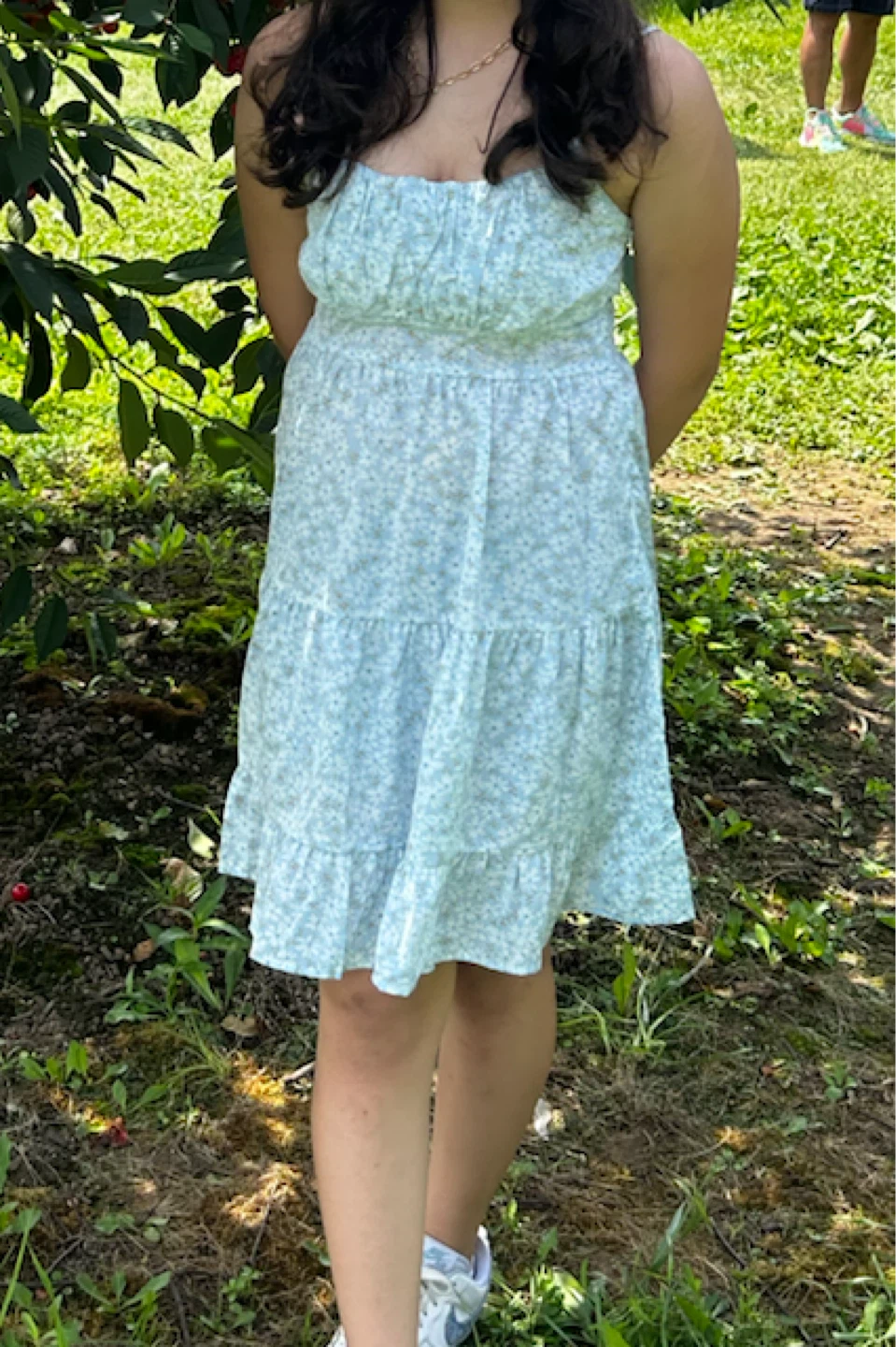 Blue floral tiered dress