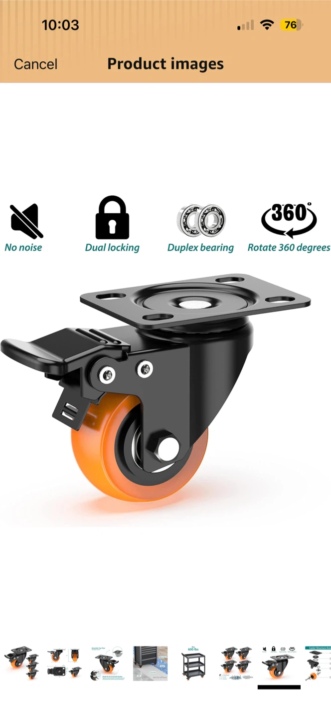HOLKIE 4 inch Swivel Caster Wheels with Brake (Pack of 4)
