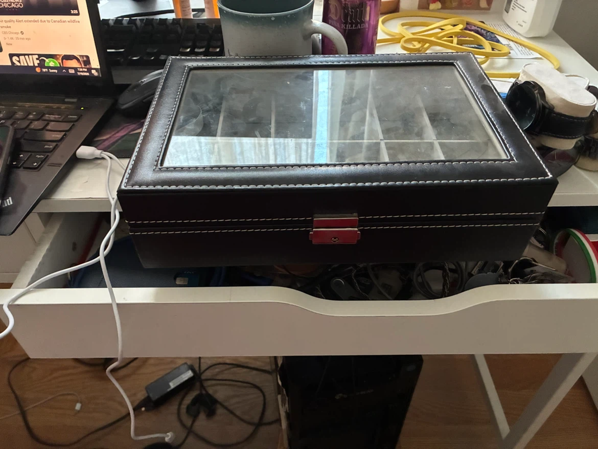 12 Slot Watch Box with Glass Lid