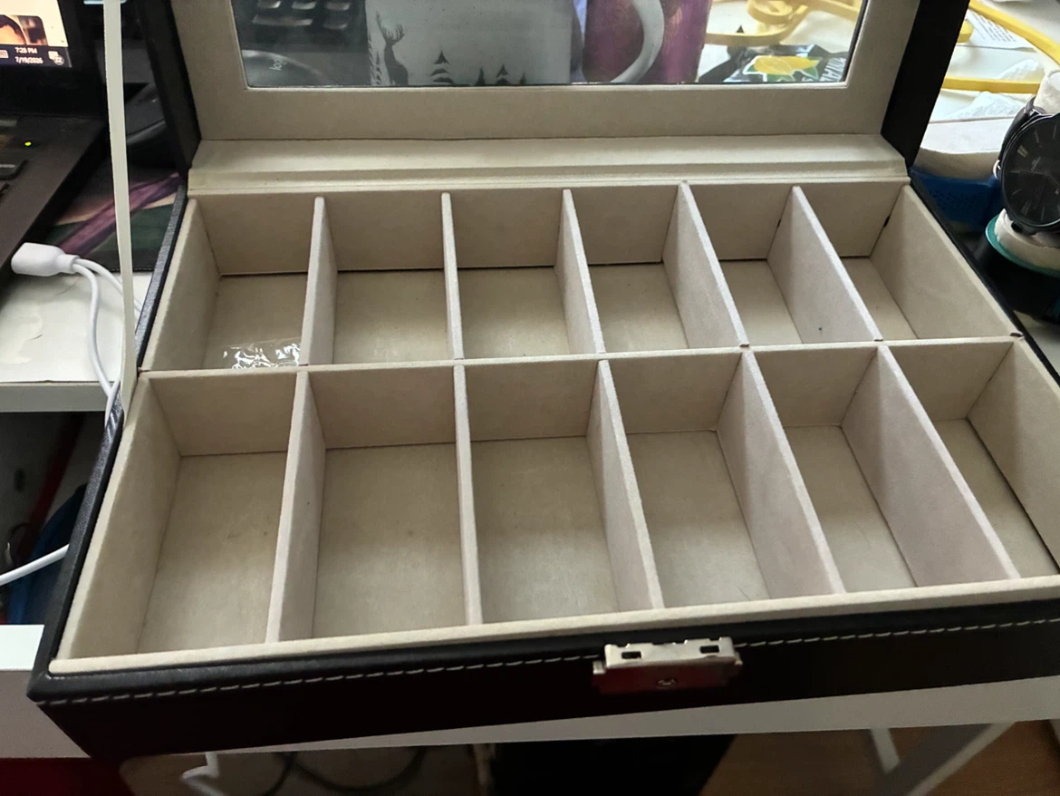 12 Slot Watch Box with Glass Lid - photo 2