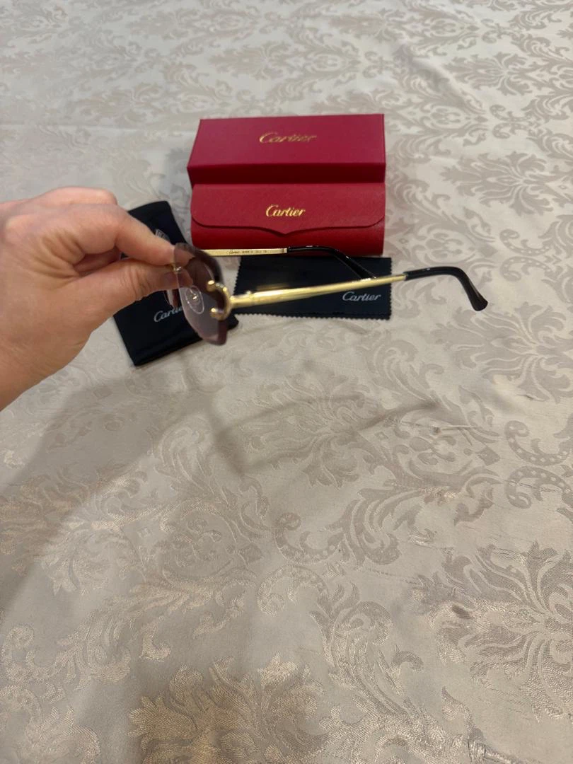 Cartier Rimless Pink Tinted Sunglasses