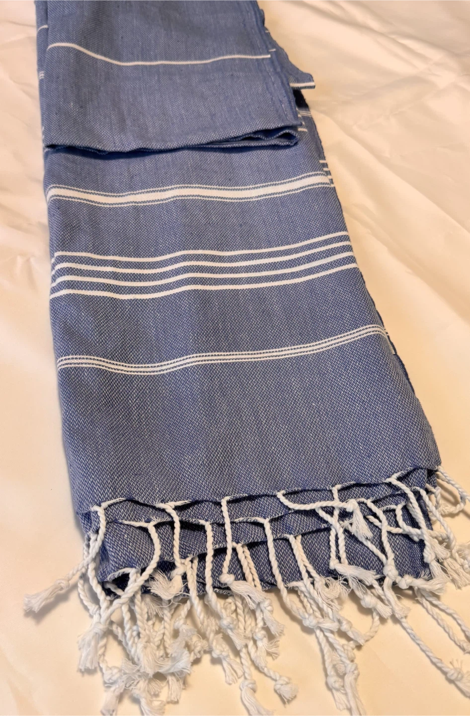 Blue and White Striped Cotton scarf - photo 2