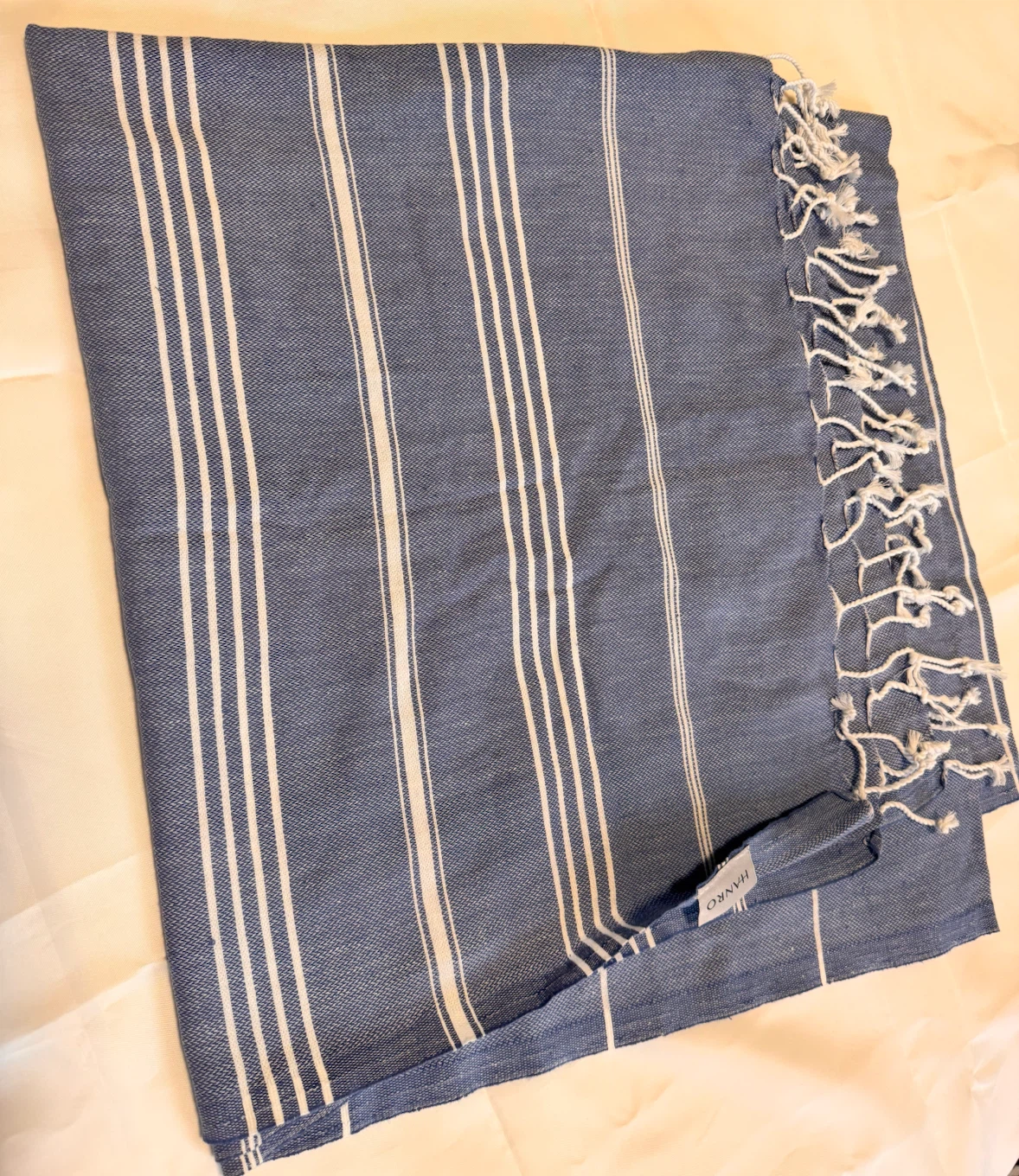 Blue and White Striped Cotton scarf - photo 3