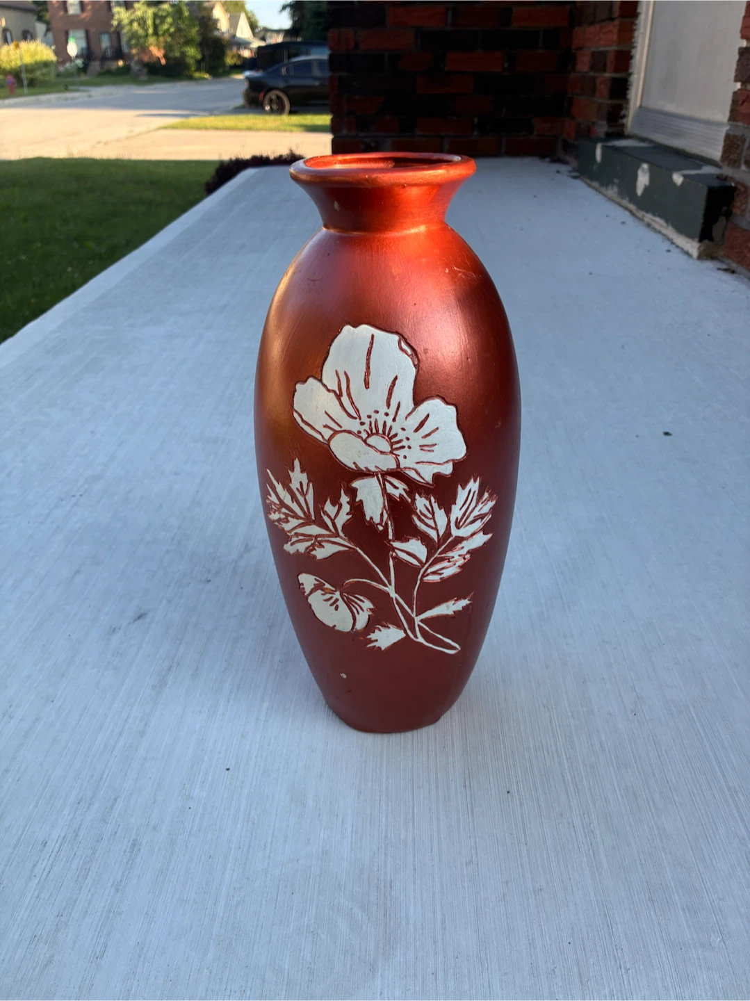 Hall China Company Vase - Orange Floral