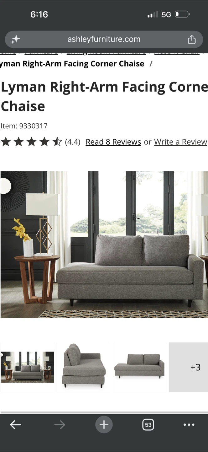 Ashley Furniture Lyman Right-Arm Facing Corner Chaise