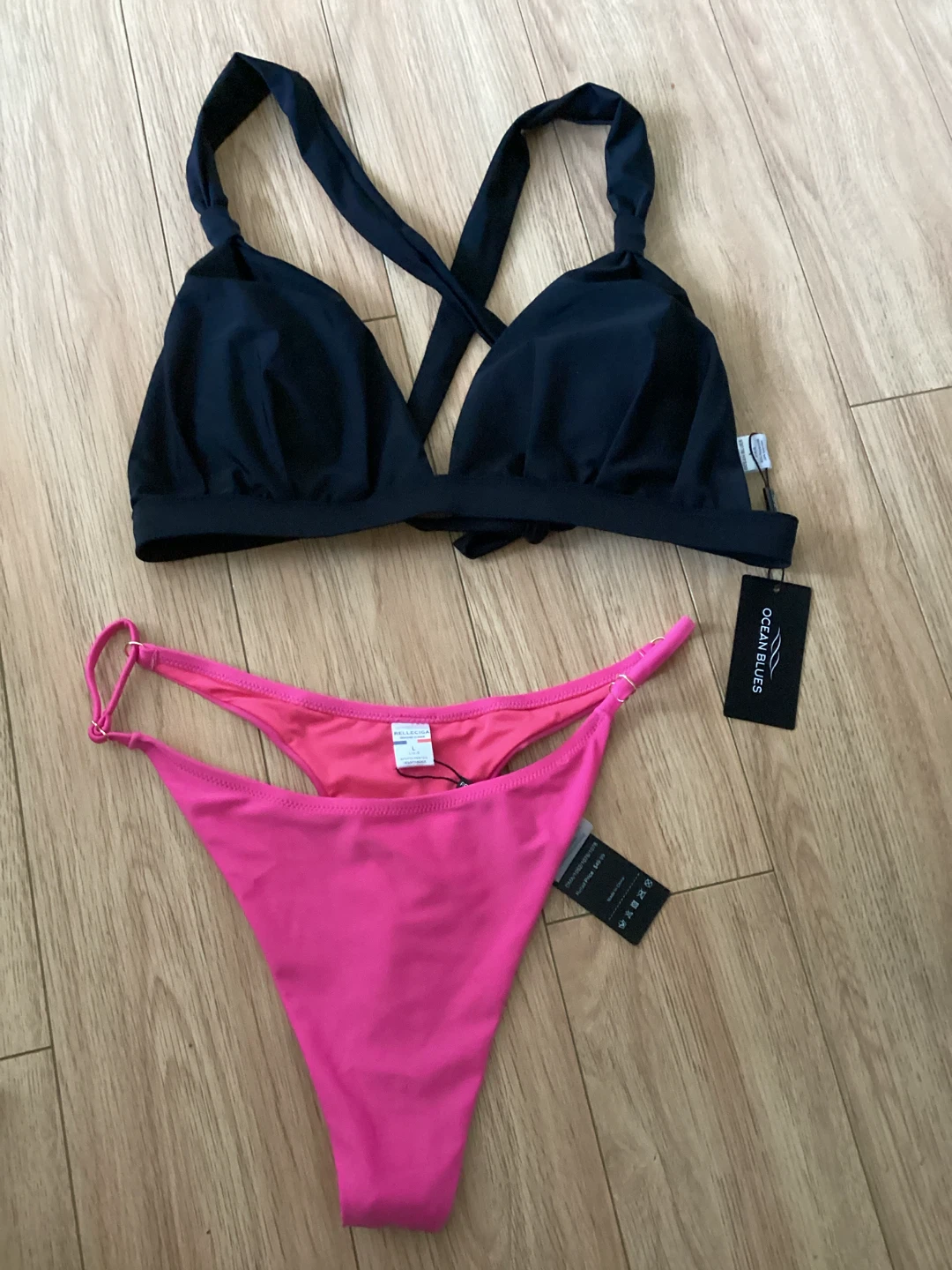 New L Bikini Set - Black & Hot Pink - photo 2