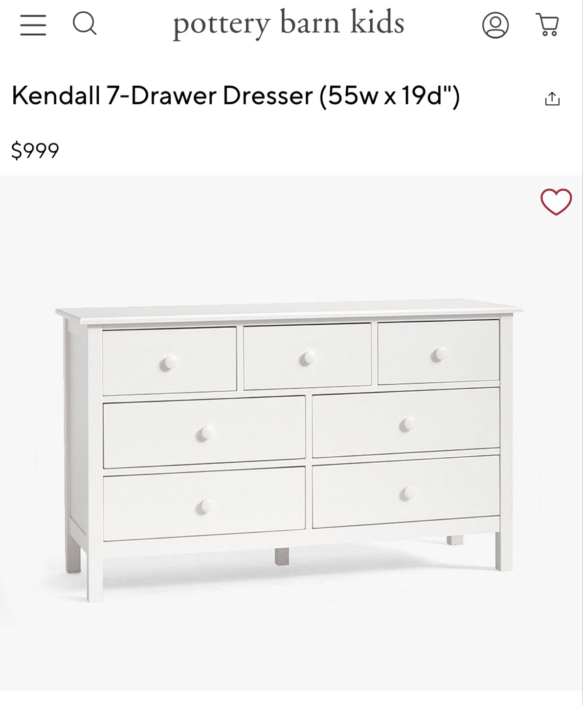 Pottery Barn Kids Kendall 7-Drawer Dresser
