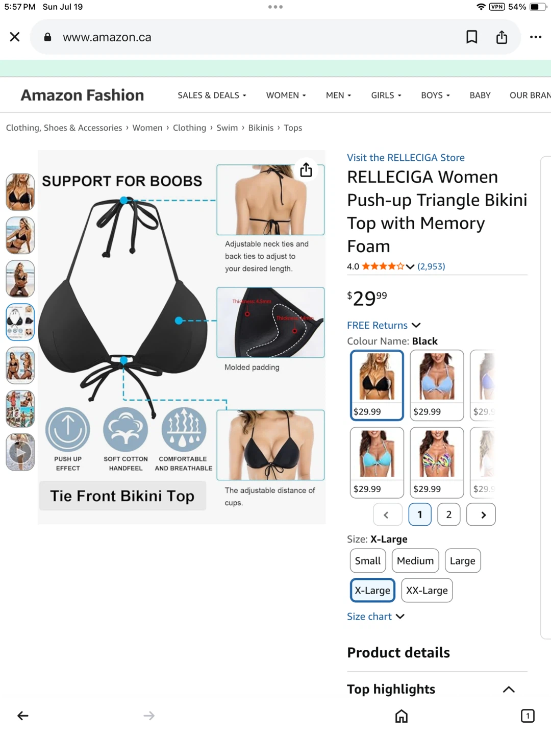 RELLECIGA Black Push-up Triangle Bikini Set - XL - photo 4