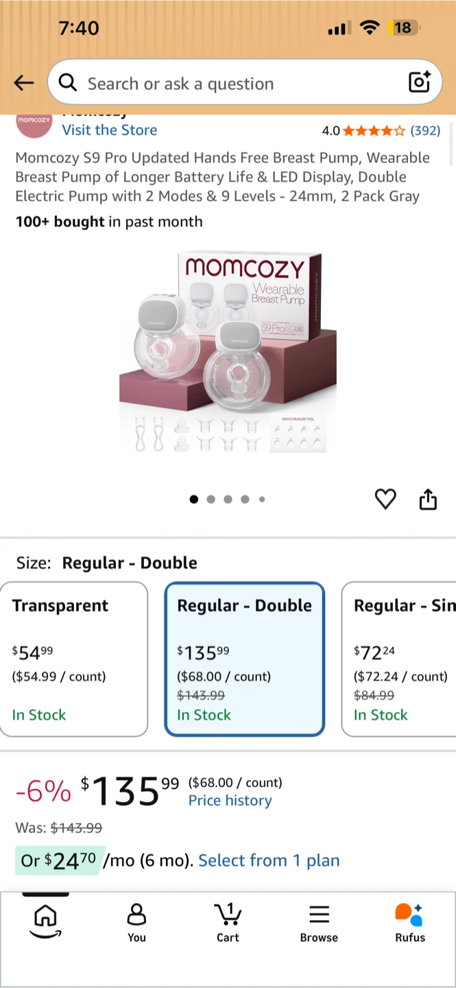 Momcozy S9 Pro Wearable Breast Pump NEW