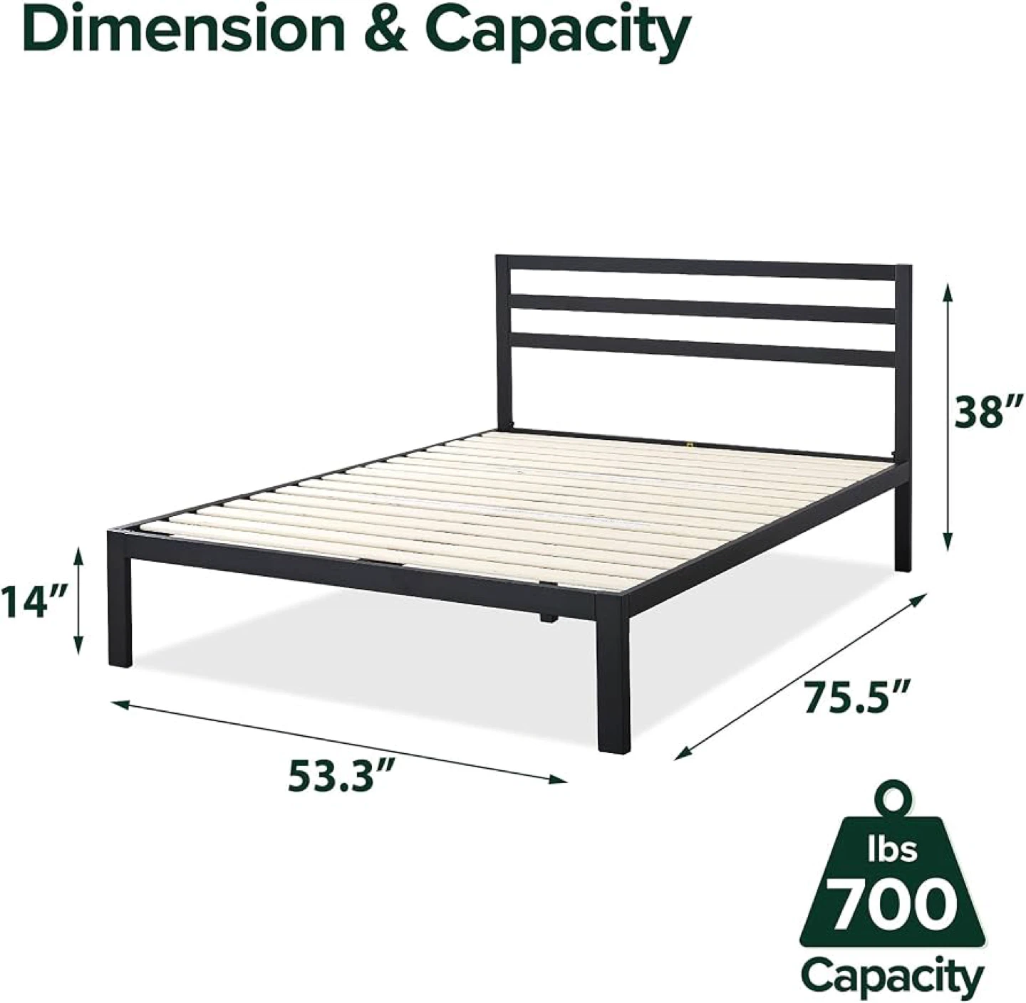 Zinus King Size Metal Platform Bed Frame with Headboard - photo 2
