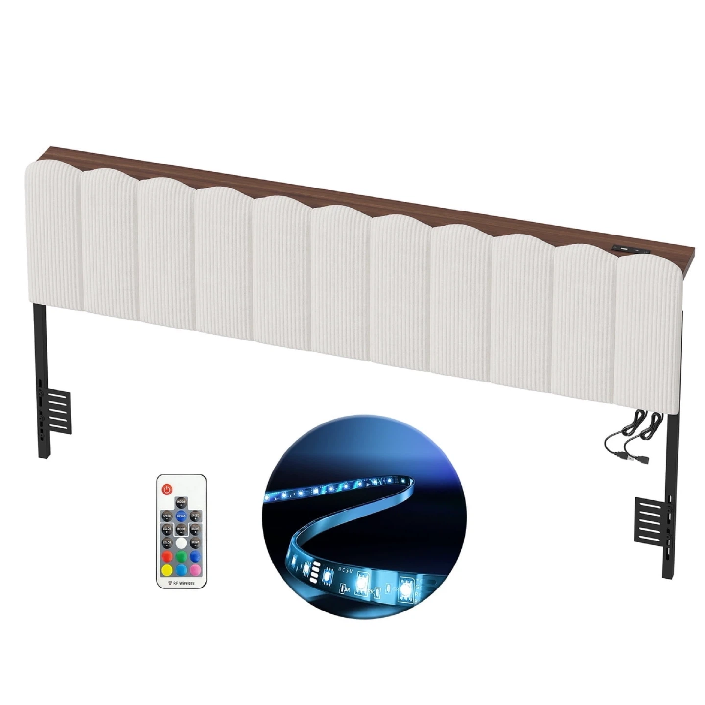 Pinmoco Full Headboard with Storage Shelf, LED Light bed - photo 3