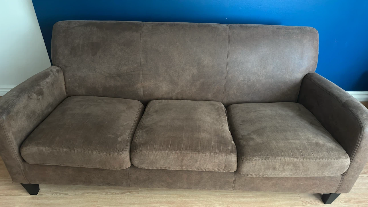 Brown Suede 3-Seater Sofa