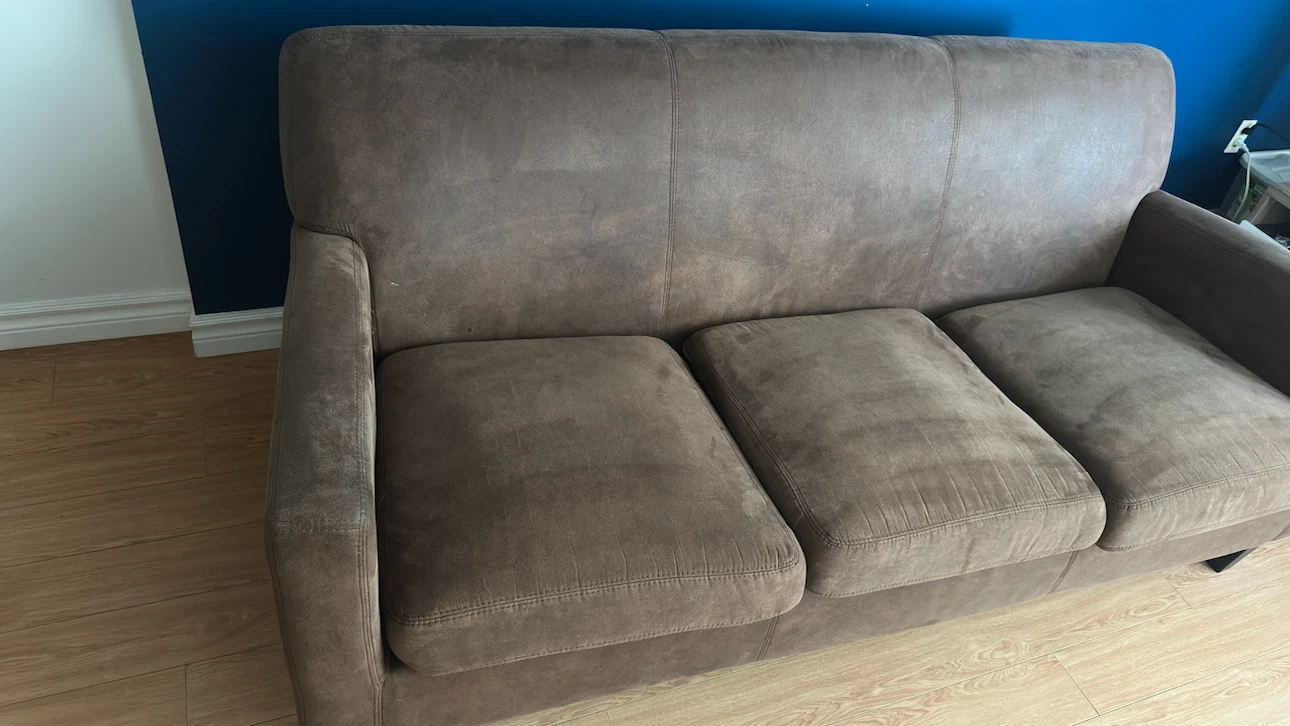 Brown Suede 3-Seater Sofa - photo 2