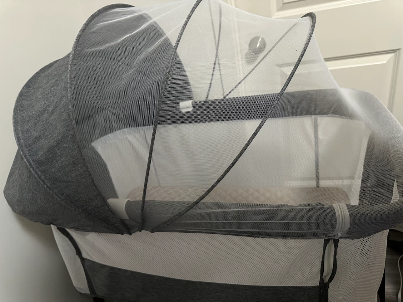Grey Bassinet with Mosquito Net