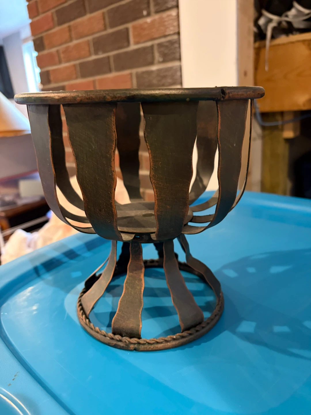 Rustic Metal Candle Holder Pedestal