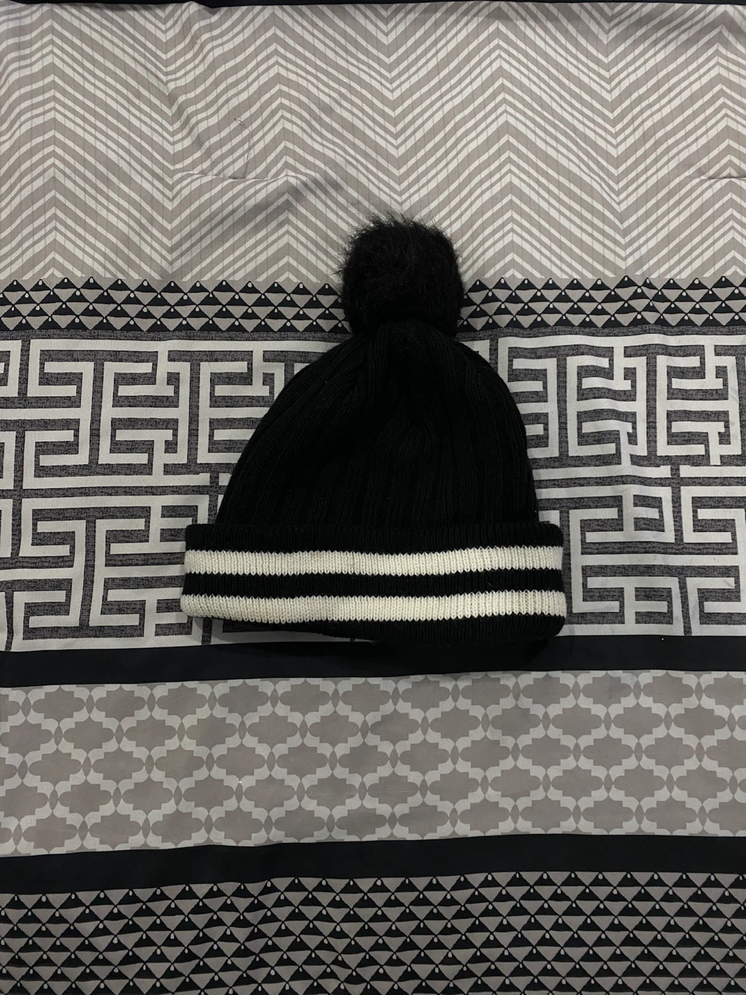 Hot Paws Black Beanie with Pom Pom - Kids Size 7-14 Years