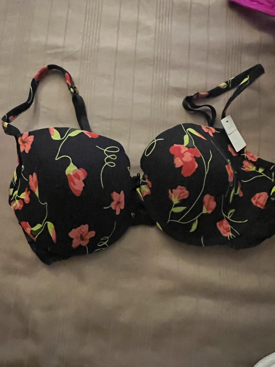 La Senza Black floral print bra 34C