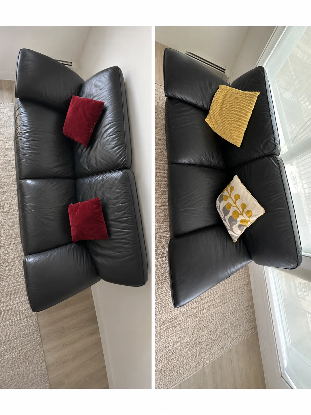 Black Leather Loveseat Sofa - photo 2