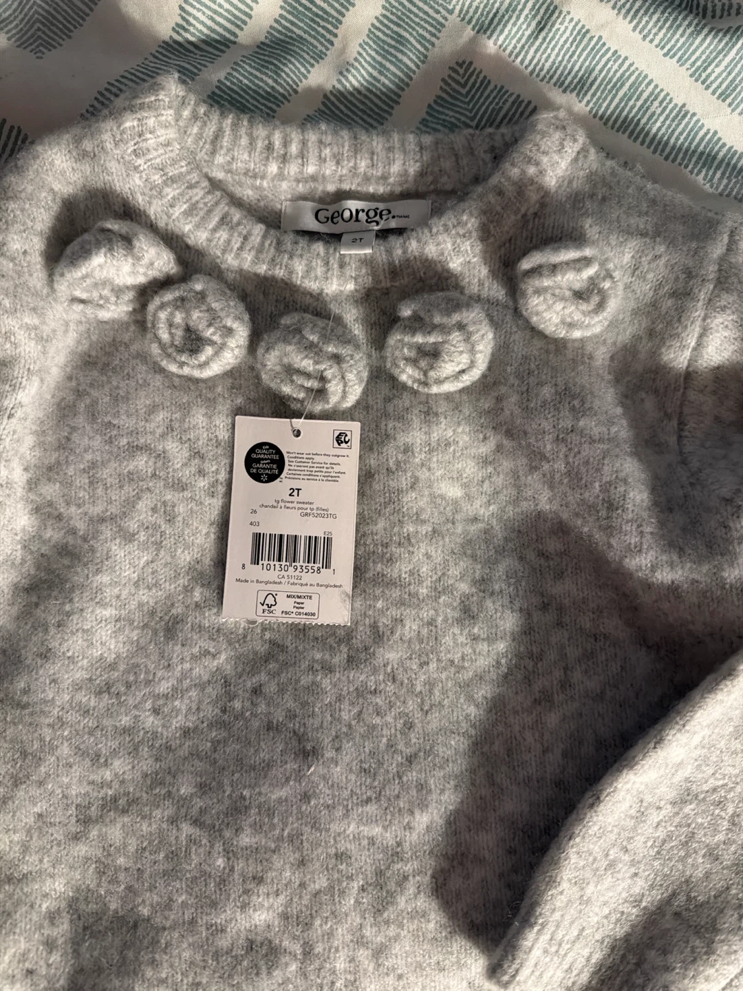 George Girls Grey Sweater with Flower Details - photo 2