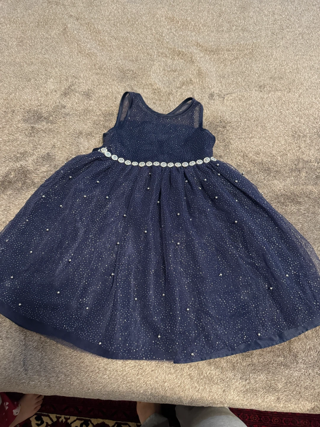 Girls Navy Sparkle Party Dress