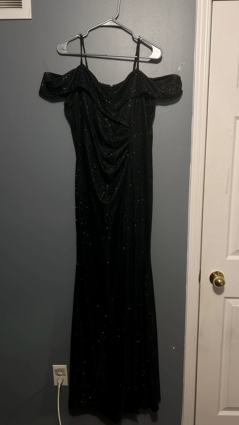 Black Sparkly Off-the-Shoulder Maxi Dress - photo 2