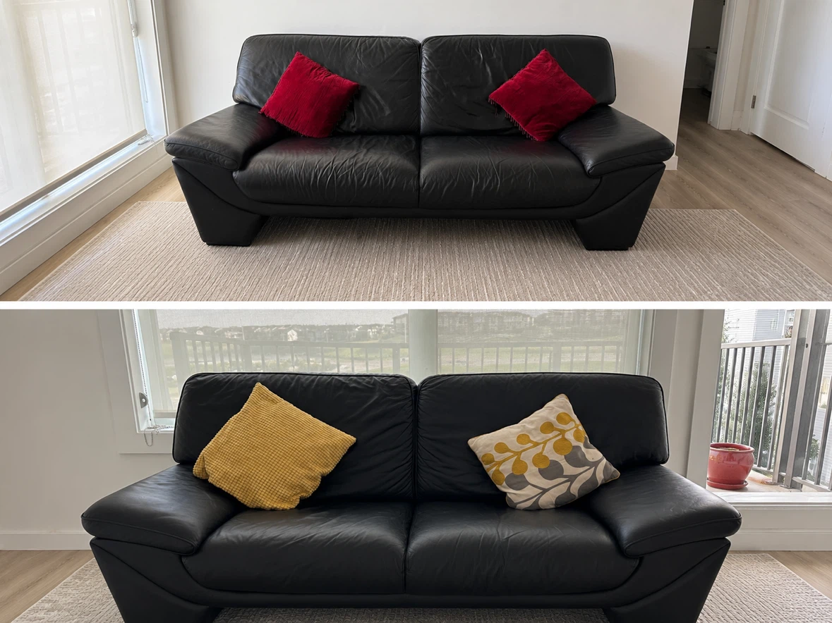 Black Leather Loveseat Sofa - photo 4