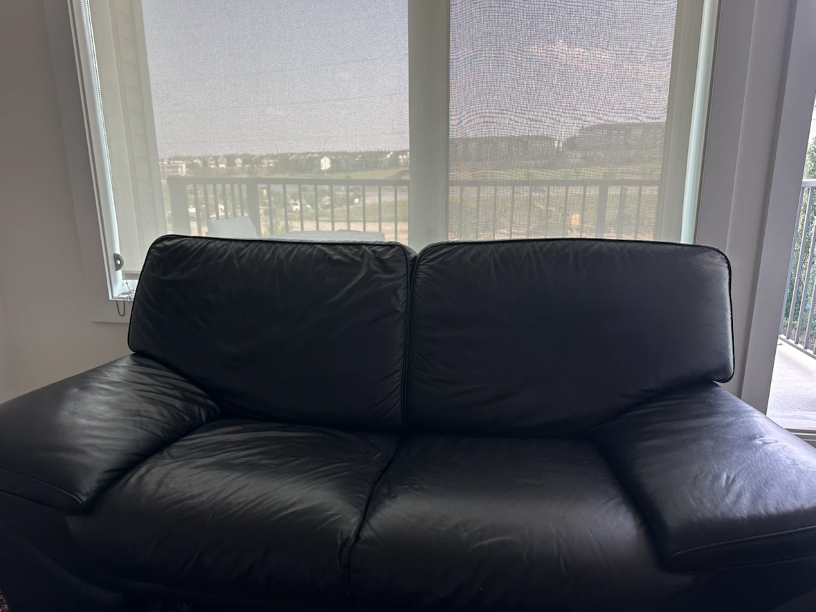 Black Leather Loveseat Sofa - photo 5
