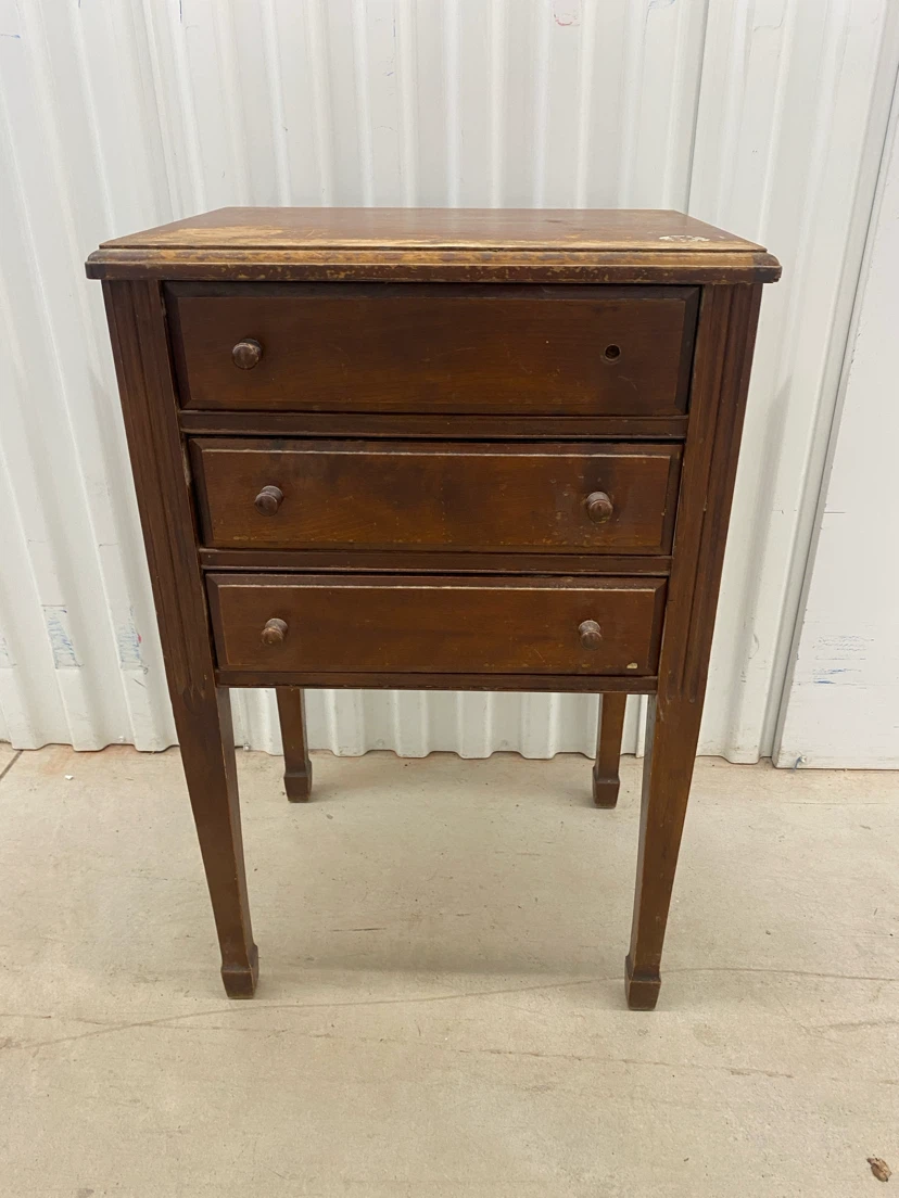 Antique Wooden Side Table with Drawers