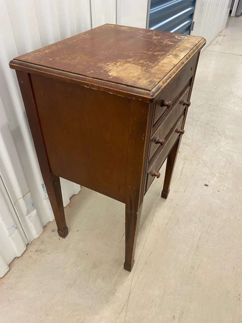 Antique Wooden Side Table with Drawers - photo 2