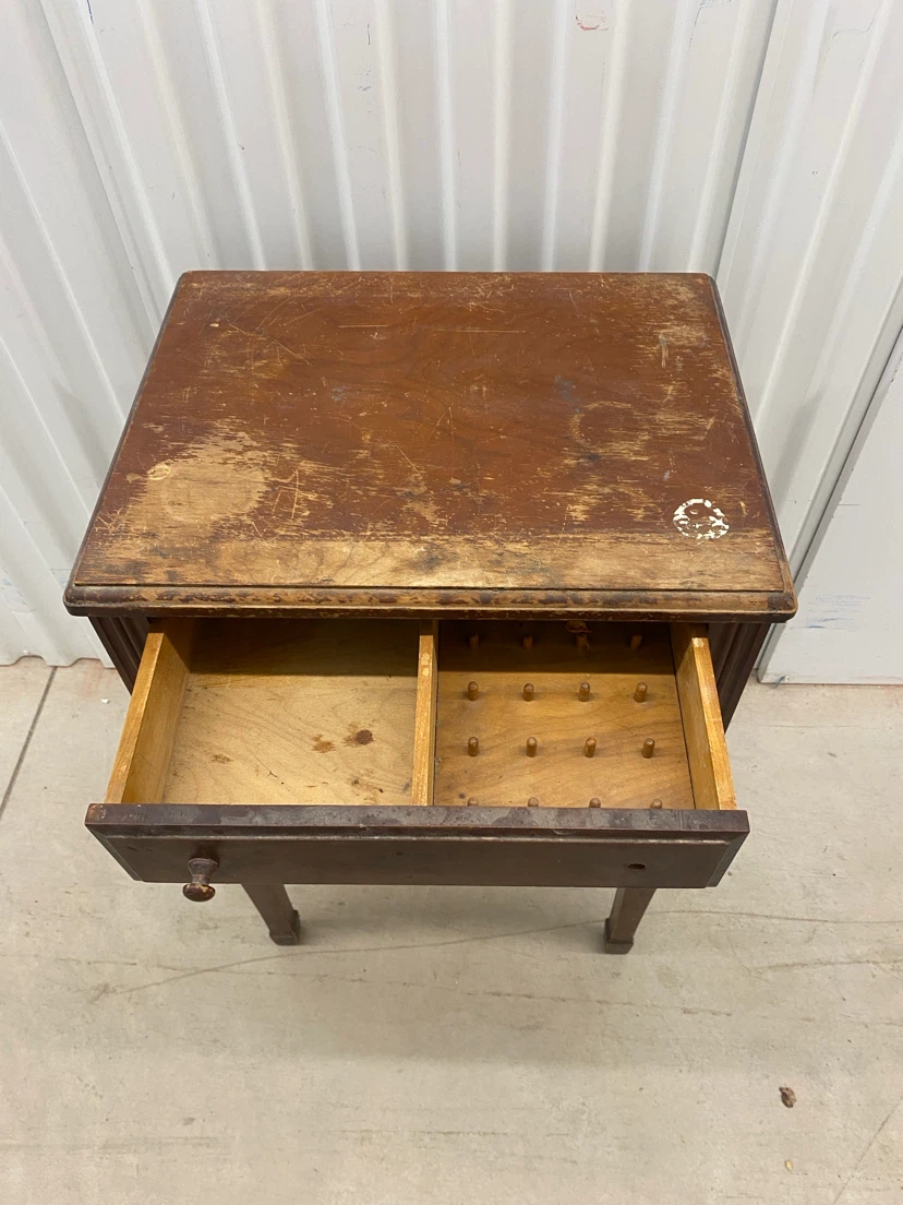 Antique Wooden Side Table with Drawers - photo 5