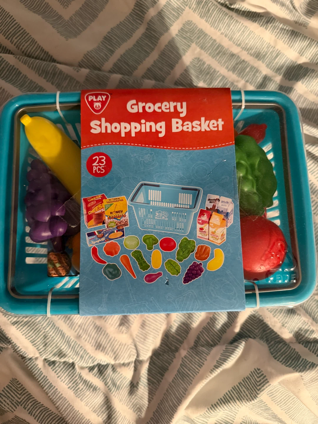 Play Grocery Shopping Basket with Pretend Food
