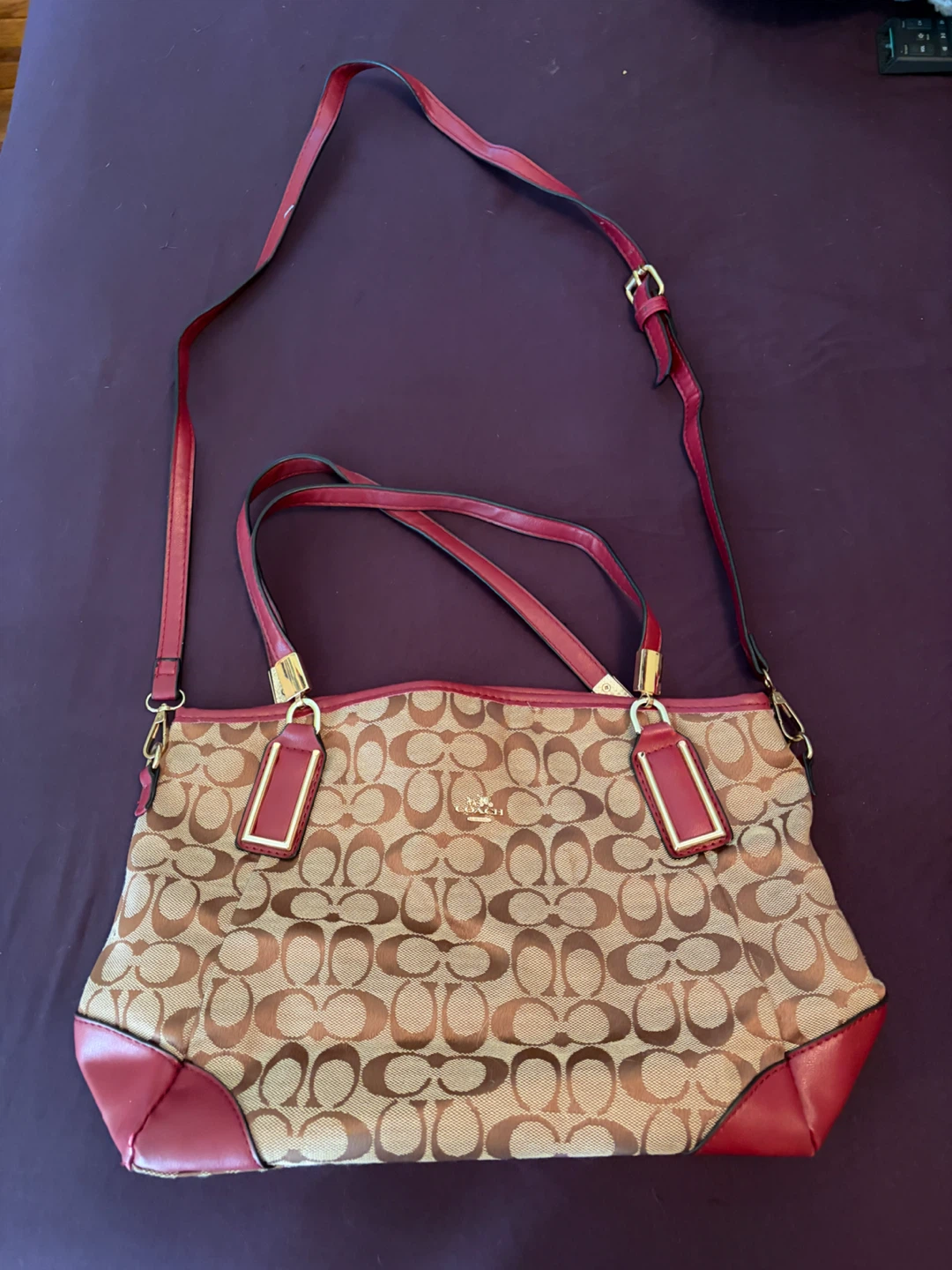 Coach Canvas Signature Tote Bag with Leather Trim - photo 4