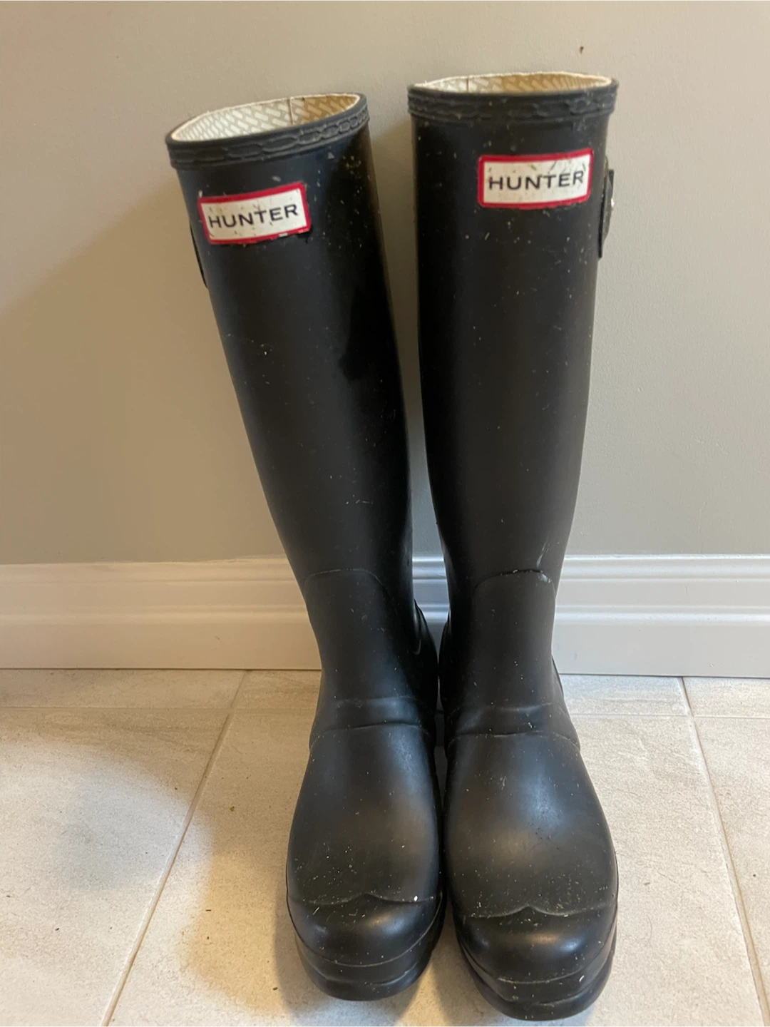 Hunter Original Tall Rain Boots Black Women's Size 5