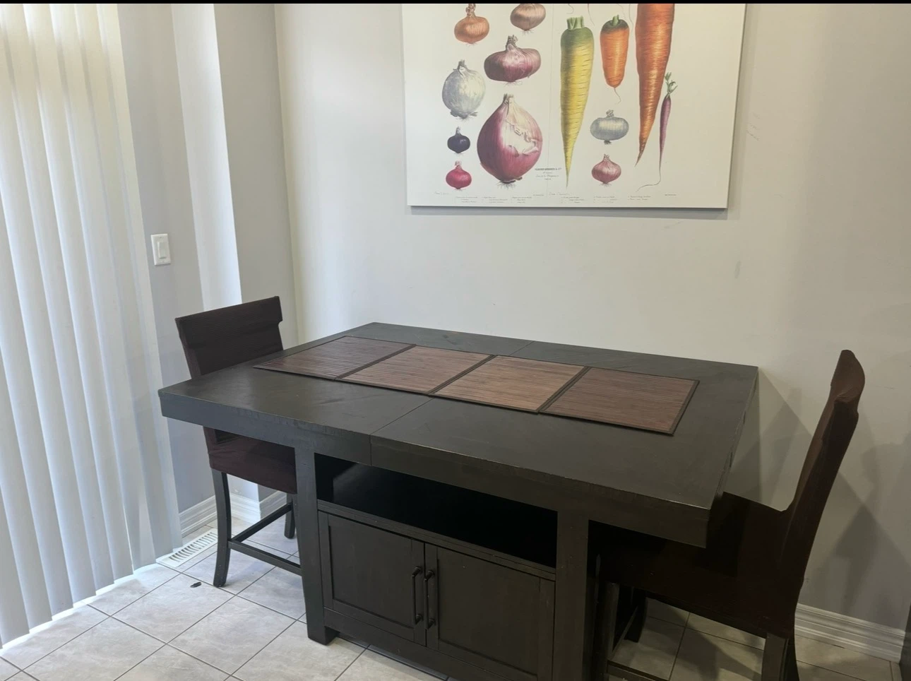 Dark Brown Kitchen Island with Storage
