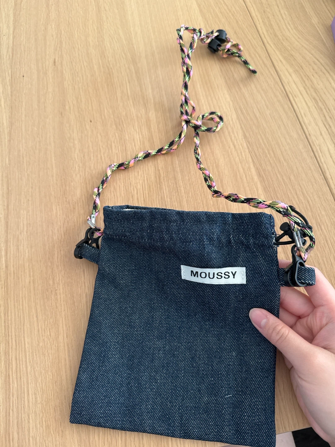 MOUSSY Denim Zebra Print Pouch Bag - photo 2