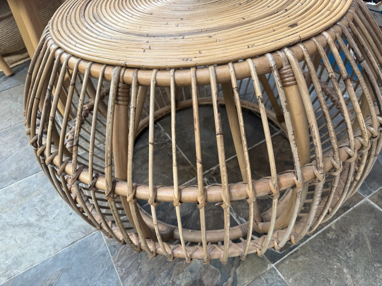 Round Woven Rattan Side Table - photo 4