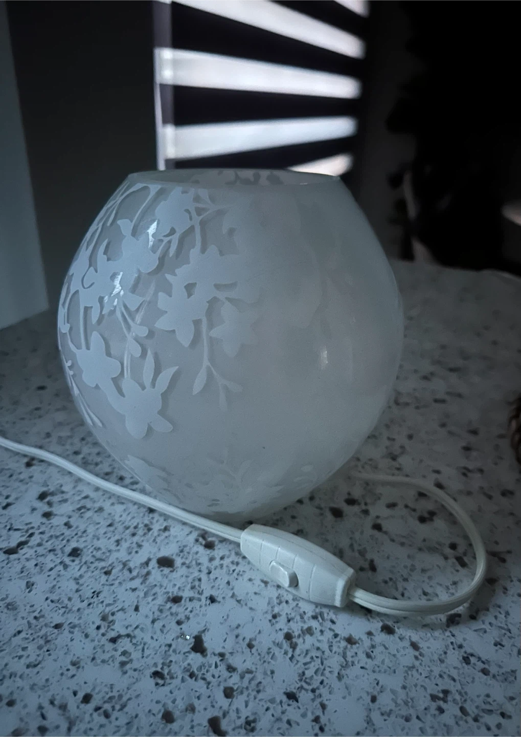 Decorative Frosted Glass Lamp with Floral Etching - photo 2